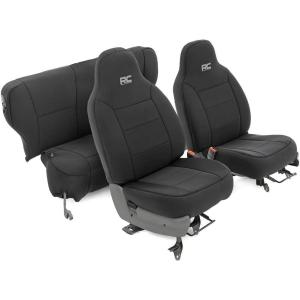 imageRough Country Neoprene Seat Covers for Jeep Cherokee XJ 19972001 wDetachable Headrests  Waterproof ampamp UV Resistant Foam Padded Front ampamp Rear Seat Cover Set