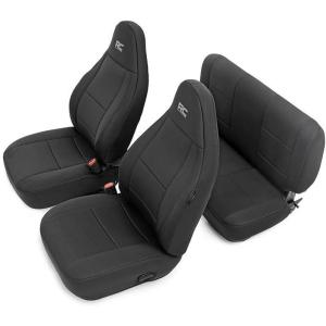 imageRough Country Neoprene Seat Covers for Jeep Wrangler TJ 19972002  Waterproof ampamp UV Resistant Foam Padded Front ampamp Rear Seat Cover Set