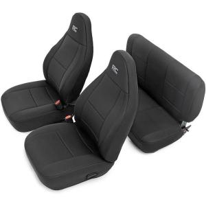 imageRough Country Neoprene Seat Covers for Jeep Wrangler TJ 20032006 ampamp Unlimited 20042006  Waterproof ampamp UV Resistant Foam Padded Front ampamp Rear Seat Cover Set