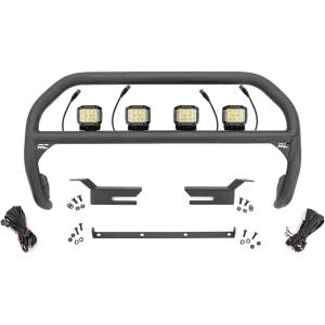 imageRough Country Nudge Bar Quad 3quot LED Light Kit for Ford Bronco 4WD 20212024  4 3inch Osram Wide Angle LED Pods 2inch Tubular Bull Bar
