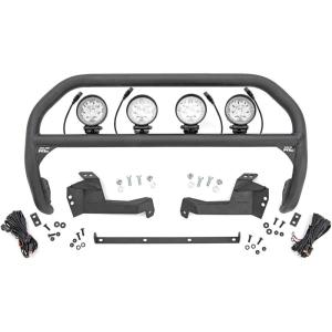 imageRough Country Nudge Bar with Quad 4quot Round LED Lights for Ford Bronco Sport 20212024  Low Profile Bull Bar with 108W 9640 Lumen LED Pods