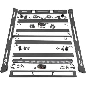 imageRough Country Roof Rack with LED Lights for Jeep Wrangler JK 20072018  HeavyDuty Cargo Rack 50quot LED Light Bar ampamp Dual 2quot Flush Mount LEDs Freedom Top CompatibleRoof Rack wLED Lights