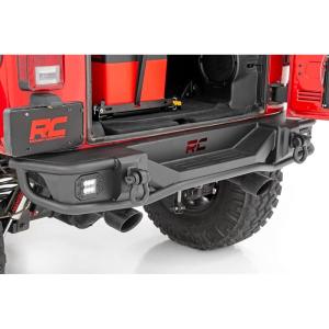 imageRough Country Tubular Rear Bumper with LED Lights for Jeep Wrangler JK ampamp Unlimited 20072018  Includes Dual 2quot Flush Mount LED Cubes DRings