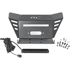 imageRough Country Winch Mount with 4500 LB Winch for Honda Pioneer 520  Bolton Mounting Plate RS4500S Series Winch with 50 ft Synthetic RopeMount  LED