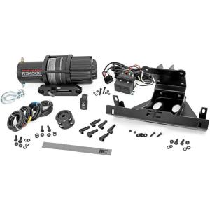 imageRough Country 4500 LB Winch Mount Kit for CanAm Maverick X3  BoltOn Plate with RS4500S UTV Winch ampamp Synthetic Rope