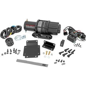 imageRough Country 4500 LB Winch Mount Kit for Honda Pioneer 100010005  BoltOn Mounting Plate with RS4500S UTV Winch ampamp Synthetic Rope