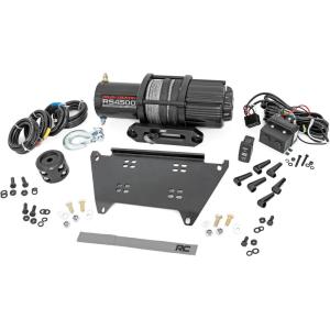 imageRough Country 4500 LB Winch Mount for Polaris Ranger XP 1000  BoltOn Mounting Plate with RS4500S UTV Winch ampamp Synthetic Rope