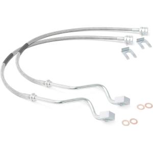 imageRough Country Front Stainless Brake Lines for Ford F250F350 Super Duty 19992004 with 48quot Lift 27quot Long