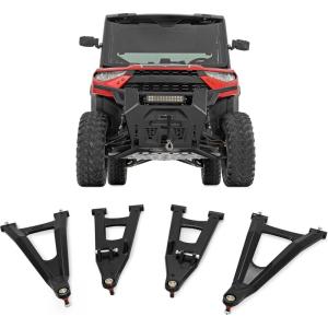 imageRough Country High Clearance Aluminum Control Arms with 2quot Forward Offset for Polaris Ranger XP 1000 20182020  Forged Aluminum AArms with Black Finish 4PackBlack Arms