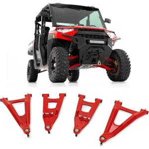 imageRough Country High Clearance Aluminum Control Arms with 2quot Forward Offset for Polaris Ranger XP 1000 20182020  Forged Aluminum AArms with Black Finish 4PackRed Arms
