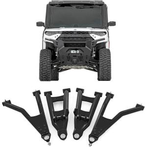 imageRough Country High Clearance Aluminum Control Arms with 2quot Forward Offset for Polaris Ranger XP 1000 20212025  Forged Aluminum AArms with Silver Finish 4PackBlack Arms