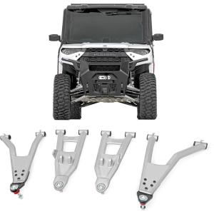 imageRough Country High Clearance Aluminum Control Arms with 2quot Forward Offset for Polaris Ranger XP 1000 20212025  Forged Aluminum AArms with Silver Finish 4PackSilver Arms