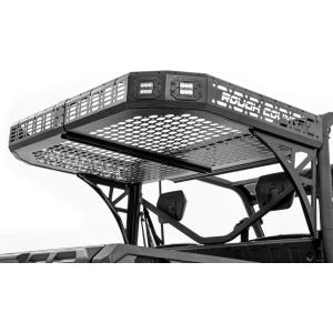 imageRough Country Rear Cargo Rack with LED Lights for CanAm Defender 20172025  Bolton Rack 4 2quot Flush Mount LED Pods