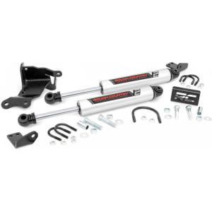 imageRough Country V2 Dual Steering Stabilizer for Jeep Gladiator JT ampamp Wrangler JL 20182025 with 258quot Lift  Reduces Bump Steer ampamp Vibration Improves Control