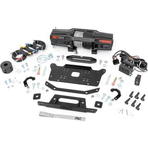 imageRough Country Winch Kit with 6500 LB Winch for Honda Talon 1000  Bolton Mount RS6500S UTV Winch with 50 Synthetic Rope