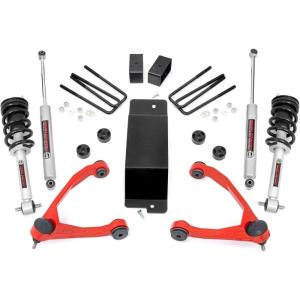 imageRough Country 35quot Lift Kit with N3 Loaded StrutsN3 Rear Shocks for Chevy Silverado ampamp GMC Sierra 1500 20072013  Silver Control Arms