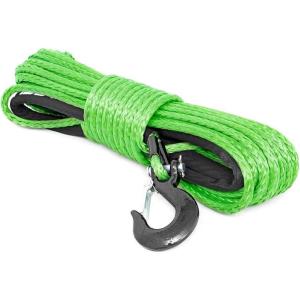 imageRough Country 38quot Green Synthetic Winch Rope with Clevis Hook  85 FT  RS113
