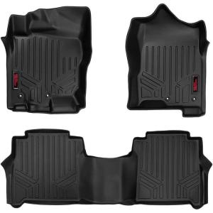 imageRough Country All Weather Floor Mats for Nissan Titan Crew Cab 20172024 ampamp Titan XD 20162024  NonSlip Waterproof Flexible Floor Mat Front ampamp Rear Set