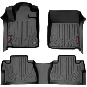 imageRough Country All Weather Floor Mats for Toyota Tundra CrewMax 20142021  NonSlip Waterproof Flexible Floor Mat Front ampamp Rear Set