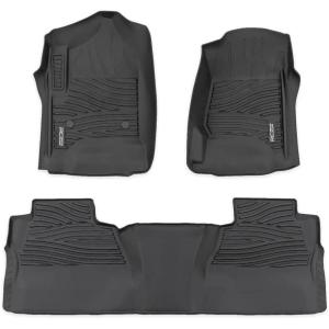 imageRough Country FlexFit Front Floor Mats for Chevy Silverado ampamp GMC Sierra 15002500HD3500HD 20142019 Crew Cab  Custom AllWeather NonSlip TPE Liners wSpill Saver LipFront  Rear