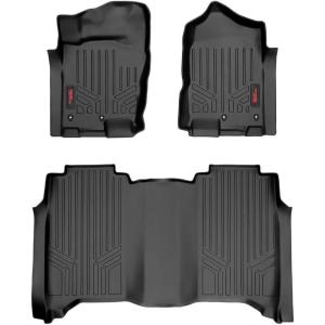 imageRough Country Floor Mats for Nissan Titan 20172024 ampamp Titan XD Crew Cab 20162024  NonSlip Waterproof Flexible Floor Mat Front ampamp Rear Set