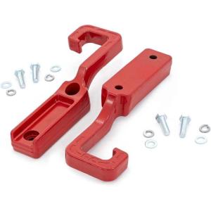 imageRough Country Forged Red Tow Hooks for Jeep Grand Cherokee 20152022  HeavyDuty Front Recovery Points BoltOn Installation PowderCoated Steel Pair