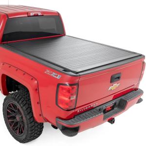 imageRough Country Hard RollUp Tonneau Cover for Chevy Silverado ampamp GMC Sierra 1500 20142018  Aluminum Truck Bed Cover Fits 59 Bed