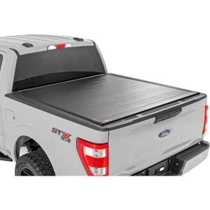imageRough Country Hard RollUp Tonneau Cover for Ford F150 20152025 F150 Lightning 20222025  Aluminum Truck Bed Cover Fits 57 Bed