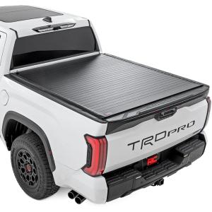 imageRough Country Hard RollUp Tonneau Cover for Toyota Tundra 20222025  Aluminum Truck Bed Cover Fits 57 Bed