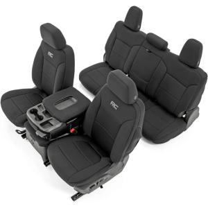 imageRough Country Neoprene Seat Covers for Chevy SilveradoGMC Sierra 1500 20192026 wRear Cup Holder  Waterproof UVResistant Foam Padded Front ampamp Rear Row Cover SetCovers