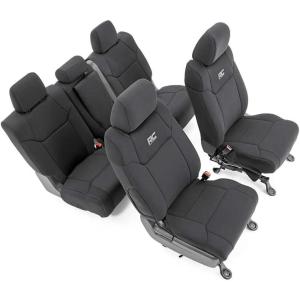 imageRough Country Neoprene Seat Covers for Toyota Tundra Crew Cab 20142021  Waterproof ampamp UV Resistant Foam Padded Front ampamp Rear Seat Cover Set