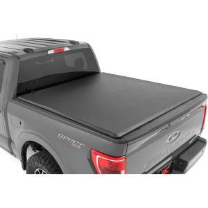 imageRough Country Soft RollUp Truck Bed Cover for Ford F150Lightning ampamp Raptor 20152025  Fits 67 Bed WeatherResistant Tonneau Cover42225650