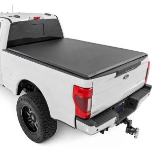 imageRough Country Soft RollUp Truck Bed Cover for Ford F150Lightning ampamp Raptor 20152025  Fits 67 Bed WeatherResistant Tonneau Cover42517650