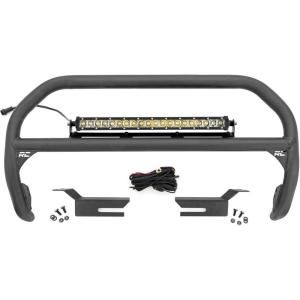 imageRough Country Bull Bar 20quot LED Light Bar Kit for Ford Bronco 4WD 20212024  1 20inch Chrome Series LED Bar 3inch Tubular Nudge Bar