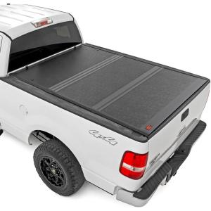 imageRough Country Hard LowProfile TriFold Tonneau Cover for Ford F150 20042014  LowProfile Aluminum Truck Bed Cover Fits 67quot Bed 788quot