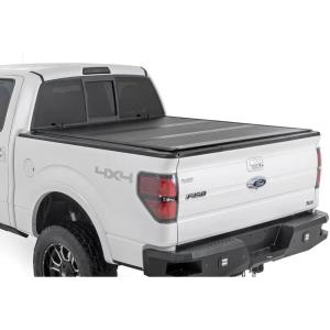 imageRough Country Hard TriFold Tonneau Cover for Ford F150 20042014  LowProfile Aluminum Truck Bed Cover Fits 57 Bed 667quot