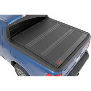 imageRough Country Hard TriFold Tonneau Cover for Ford Maverick 20222026  LowProfile Aluminum Truck Bed Cover Fits 46 Bed