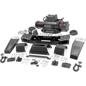 imageRough Country Hidden Winch Mount with 12000S Winch for Toyota Tundra 20222023  12000 LB Synthetic Rope Winch