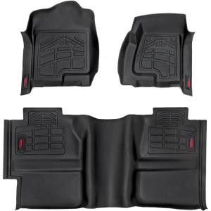 imageRough Country SureFit All Weather Floor Mats for Chevy Silverado ampamp GMC Sierra 1500 Extended Cab 19992006  NonSlip Waterproof Flexible Floor Mat Front ampamp Rear Set