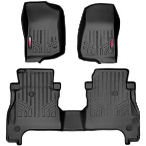 imageRough Country All Weather Floor Mats Set for Jeep Gladiator JT 20202025 Models with Lockable Under Seat Storage  Waterproof Rubber Floor Mats Front ampamp Rear Set