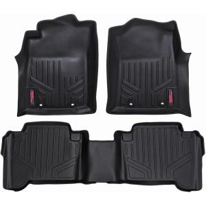 imageRough Country All Weather Floor Mats for Toyota Tacoma DoubleCab 20122015  NonSlip Waterproof Flexible Floor Mat Front ampamp Rear Set