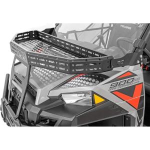 imageRough Country Front Cargo Rack Kit for Polaris Ranger XP 900XP 1000  Rugged Design with 6quot Slimline LED Light Bar ampamp Mesh TieDown Panels