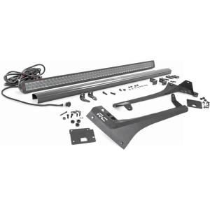 imageRough Country 50quot Dual Row LED Light Bar Kit for Jeep Wrangler JL ampamp Gladiator JT 20182025  Upper Windshield Mount 480W Spectrum Series 43200 Lumens Combo Spot ampamp Flood Beam