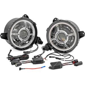 imageRough Country 9quot DRL LED Halo Headlights for Jeep JLJLUGladiator  RCH5300