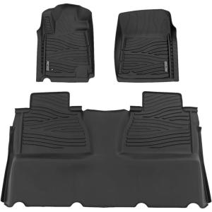 imageRough Country FlexFit All Weather Floor Mats for Toyota Tundra 20142021 Double Cab  NonSlip TPE Rubber Mat Waterproof Front ampamp Rear Set