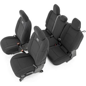 imageRough Country Neoprene Seat Covers for Jeep Gladiator JT 20202025 wFactory Cloth Seats ampamp No Cup Holder  Waterproof UVResistant FoamPadded Front ampamp Rear Covers