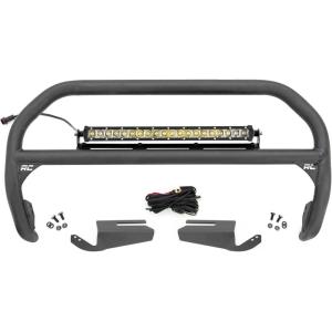 imageRough Country Nudge Bar 20quot LED Light Bar Kit for Ford Bronco 4WD 20212024  1 20inch Chrome Series LED Bar 2inch Tubular Bull Bar