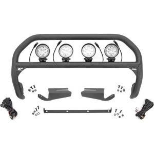 imageRough Country Nudge Bar Quad 4quot Round LED Light Kit for Ford Bronco 20212025  4 4inch Round LED Lights 2inch Tubular Nudge Bar