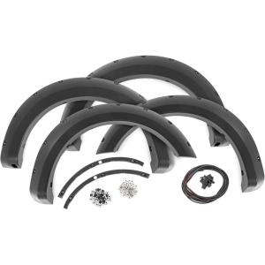 imageRough Country Pocket Fender Flares for Ford F150 2WD4WD 20092014  Bolton Rivet Style Wheel Flares Flat Black Set of 4