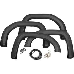 imageRough Country Pocket Fender Flares for GMC Sierra 20192026 ampamp Refresh  2quot Extra Tire Coverage UVResistant ABS Flat Black Set of 4